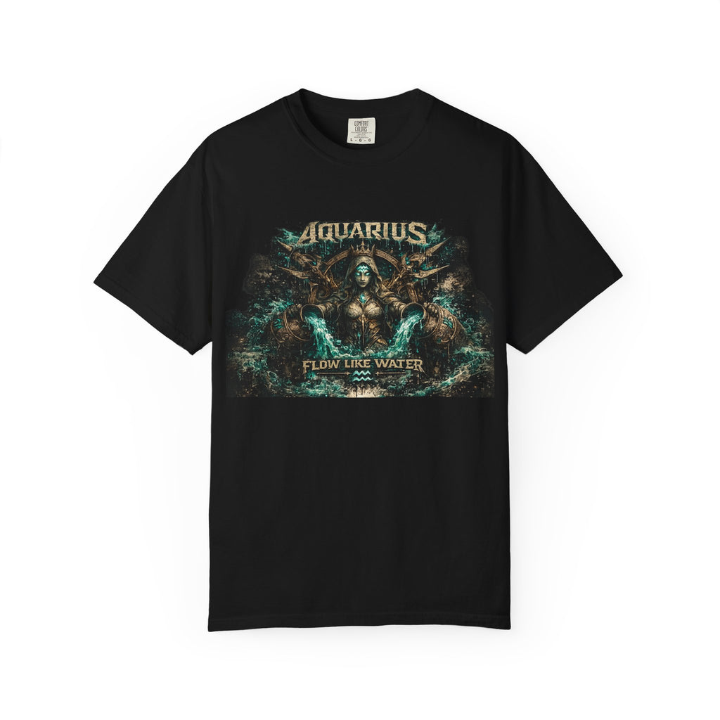 Aquarius Zodiac T-shirt — “Flow Like Water” Astrological Graphic Tee