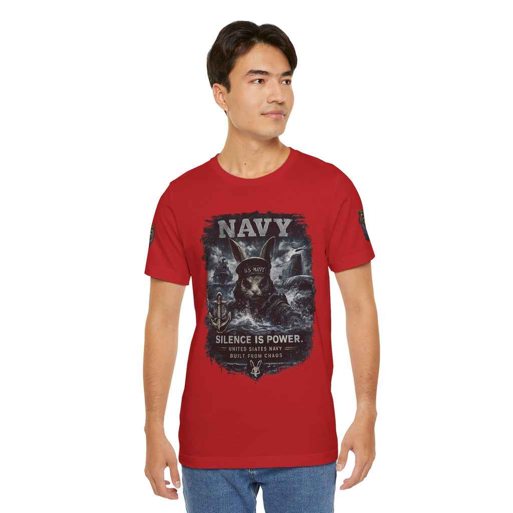 Navy 'Silence Is Power' Skull Anchor Tee — Fair Winds & Following Seas Back Graphic