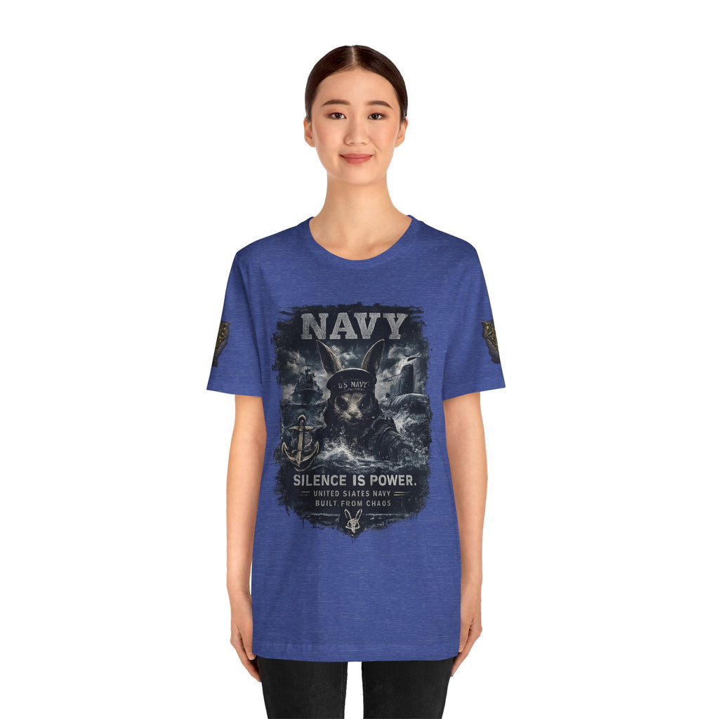 Navy 'Silence Is Power' Skull Anchor Tee — Fair Winds & Following Seas Back Graphic