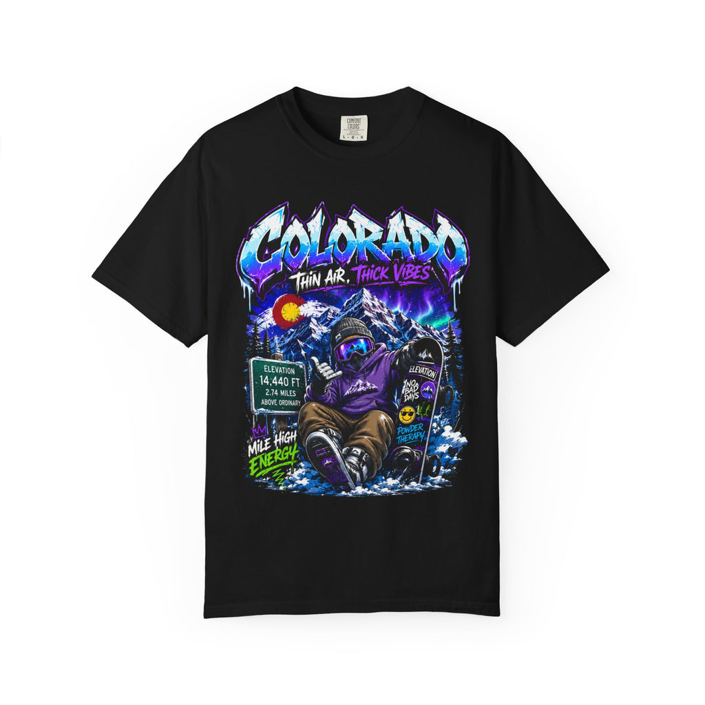 Colorado Ski & Snowboard T-Shirt — Think Air, Thick Vibes Graphic Tee