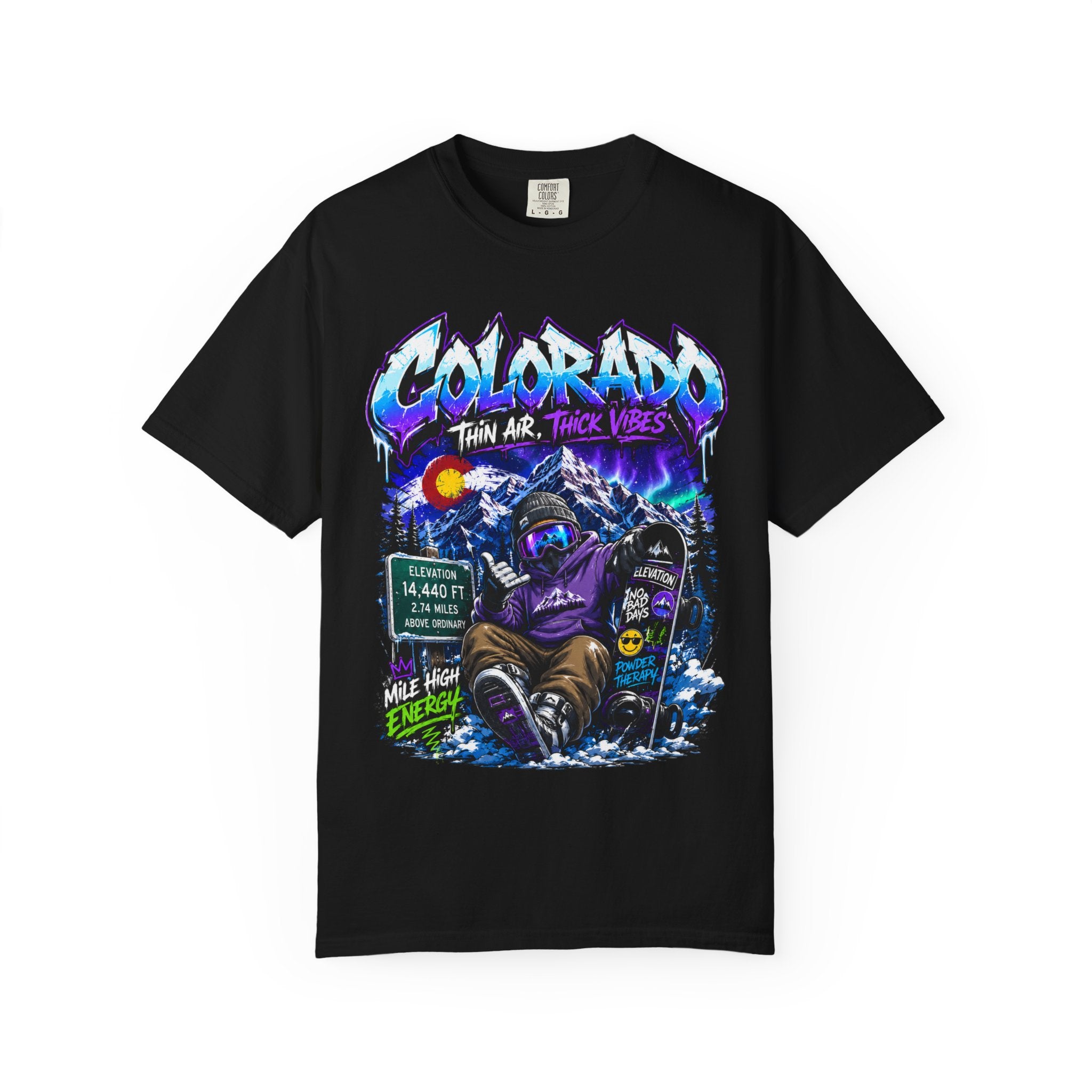 Colorado Ski & Snowboard T-Shirt — Think Air, Thick Vibes Graphic Tee