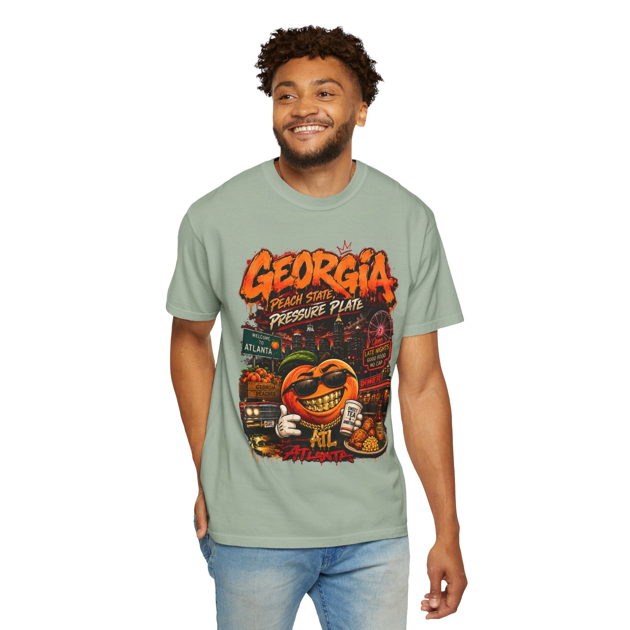 Georgia Peach Vintage Graphic T-Shirt — Atlanta Street Food & Peach State Design