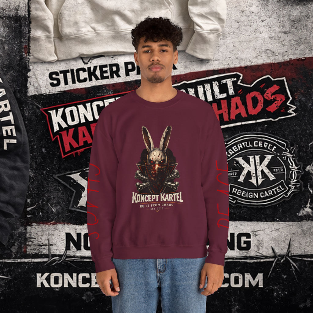 Horror Bunny Graphic Sweatshirt — "Koncept Kartel" Skull Rabbit Crewneck