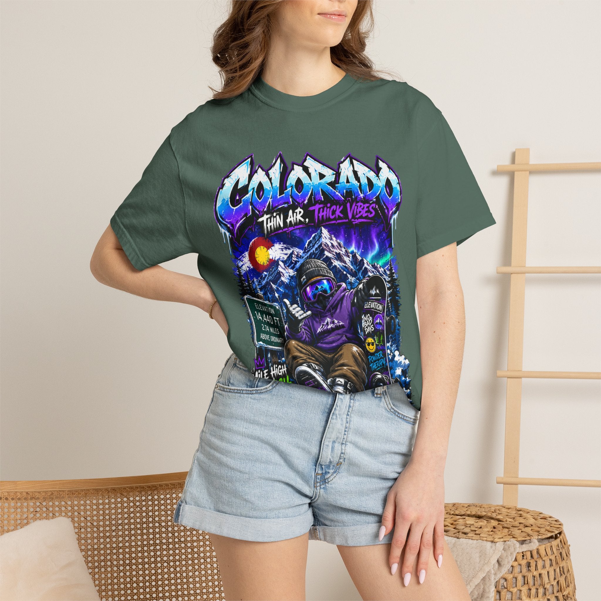 Colorado Ski & Snowboard T-Shirt — Think Air, Thick Vibes Graphic Tee