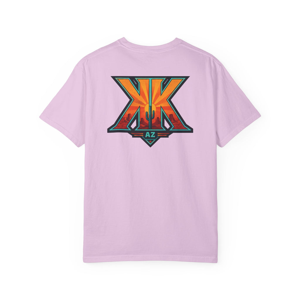 Arizona Desert Graphic T-Shirt — 'Arizona Dry Heat Wet Drop' Retro Cactus Sunset Tee