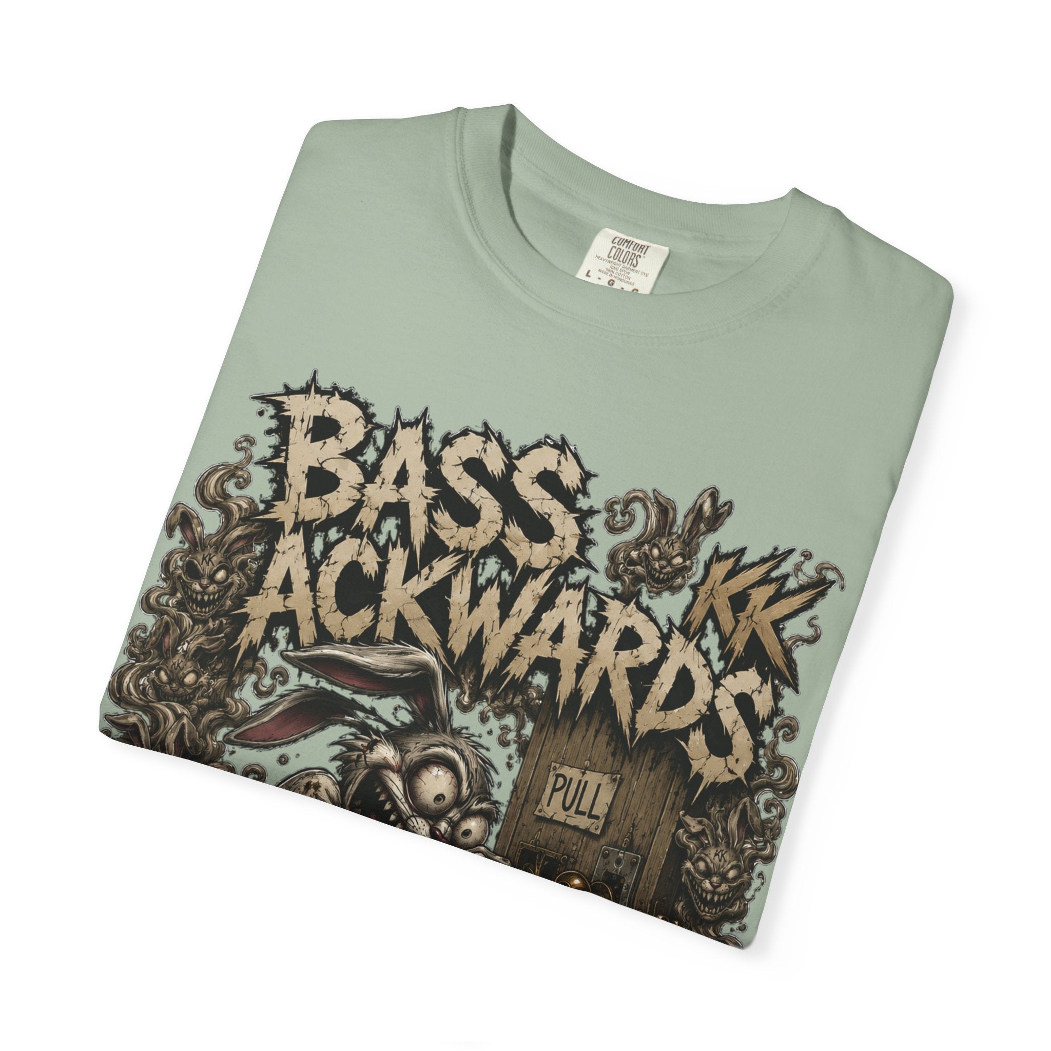 Bass Ackwards Graphic T‑Shirt — Heavy Metal Band Skull Design