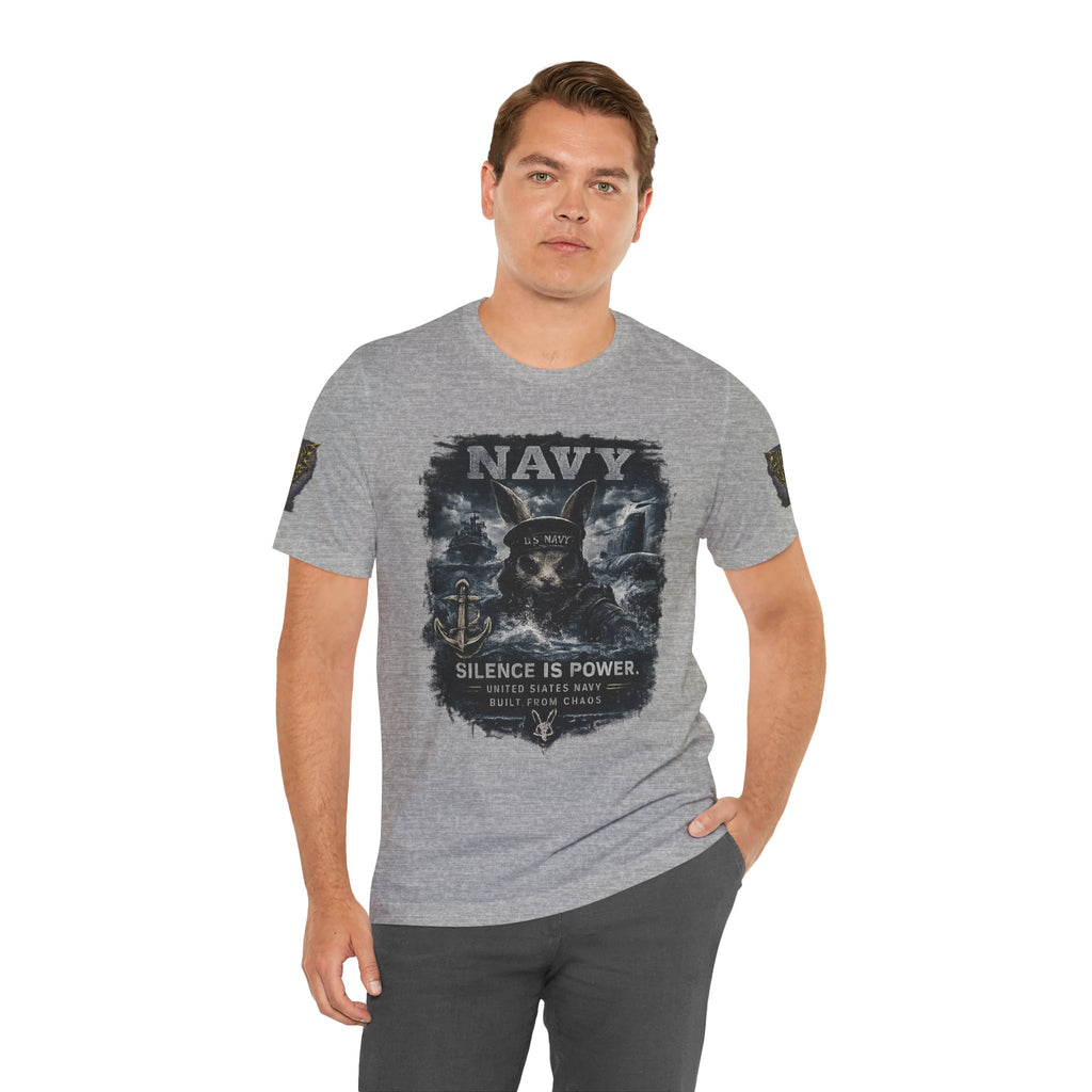 Navy 'Silence Is Power' Skull Anchor Tee — Fair Winds & Following Seas Back Graphic