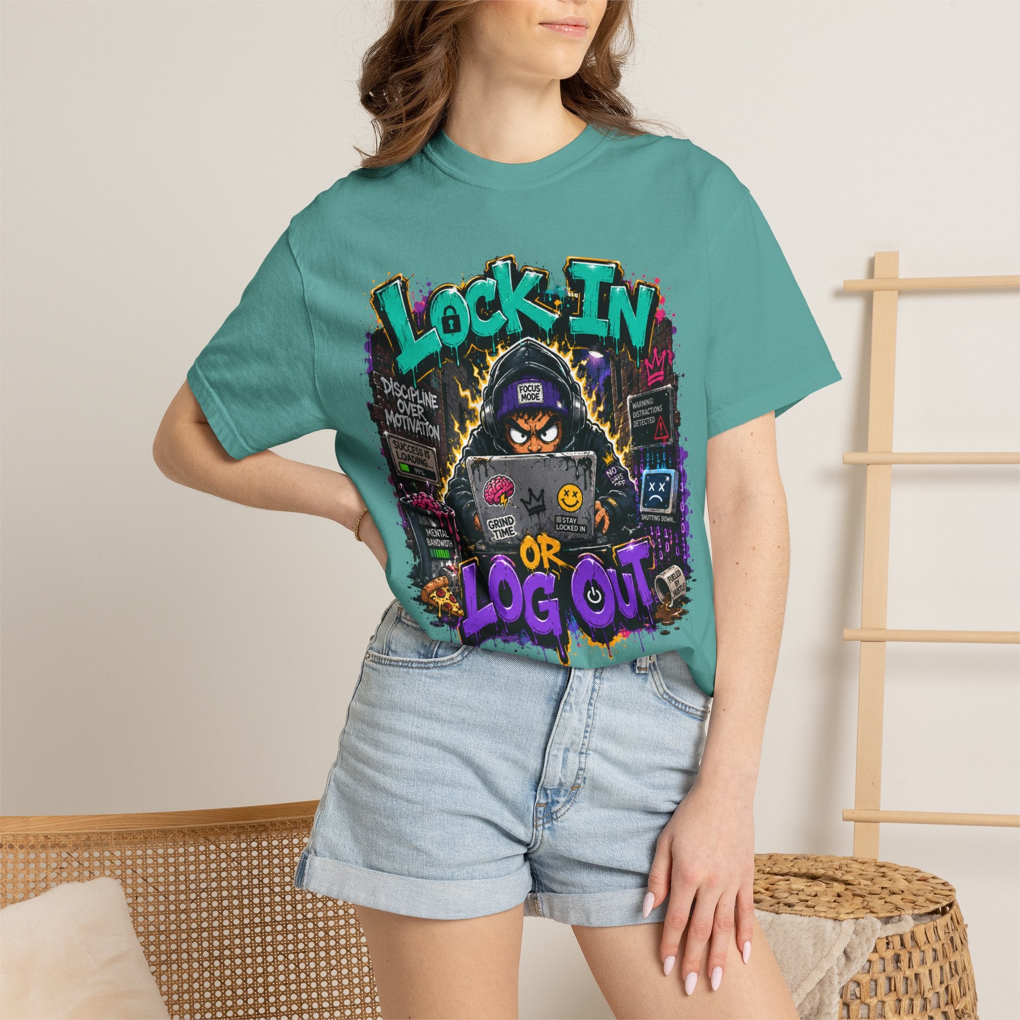 Lock In or Log Out Tee — Gamer Hacker Graphic T-Shirt