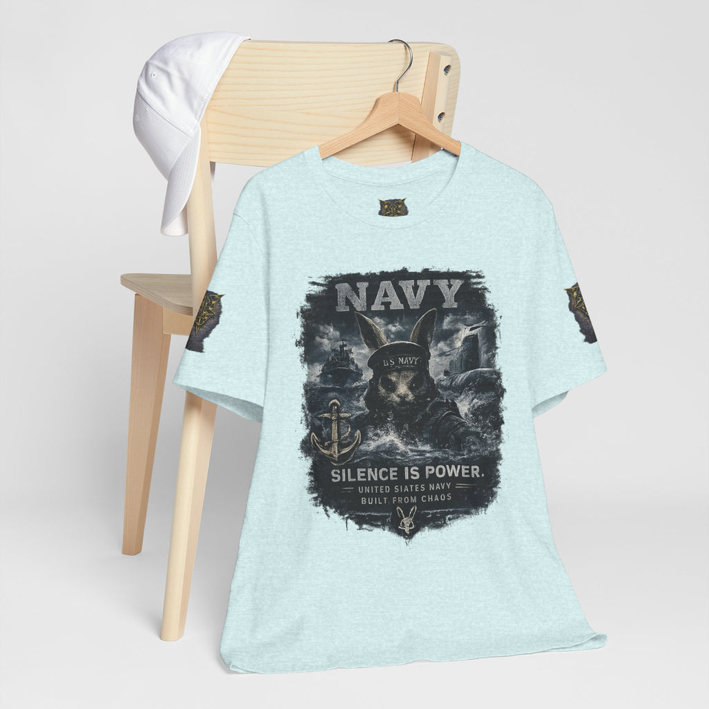 Navy 'Silence Is Power' Skull Anchor Tee — Fair Winds & Following Seas Back Graphic