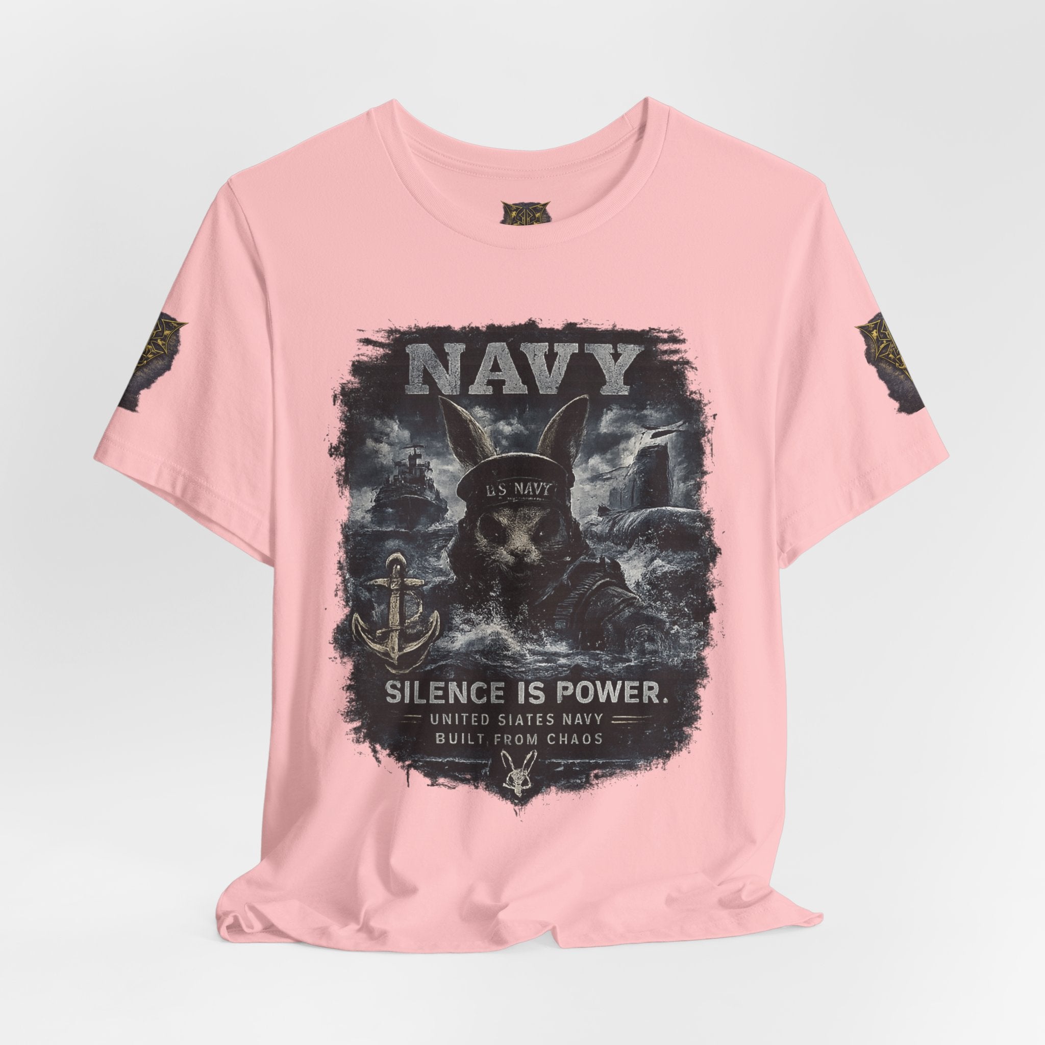Navy 'Silence Is Power' Skull Anchor Tee — Fair Winds & Following Seas Back Graphic