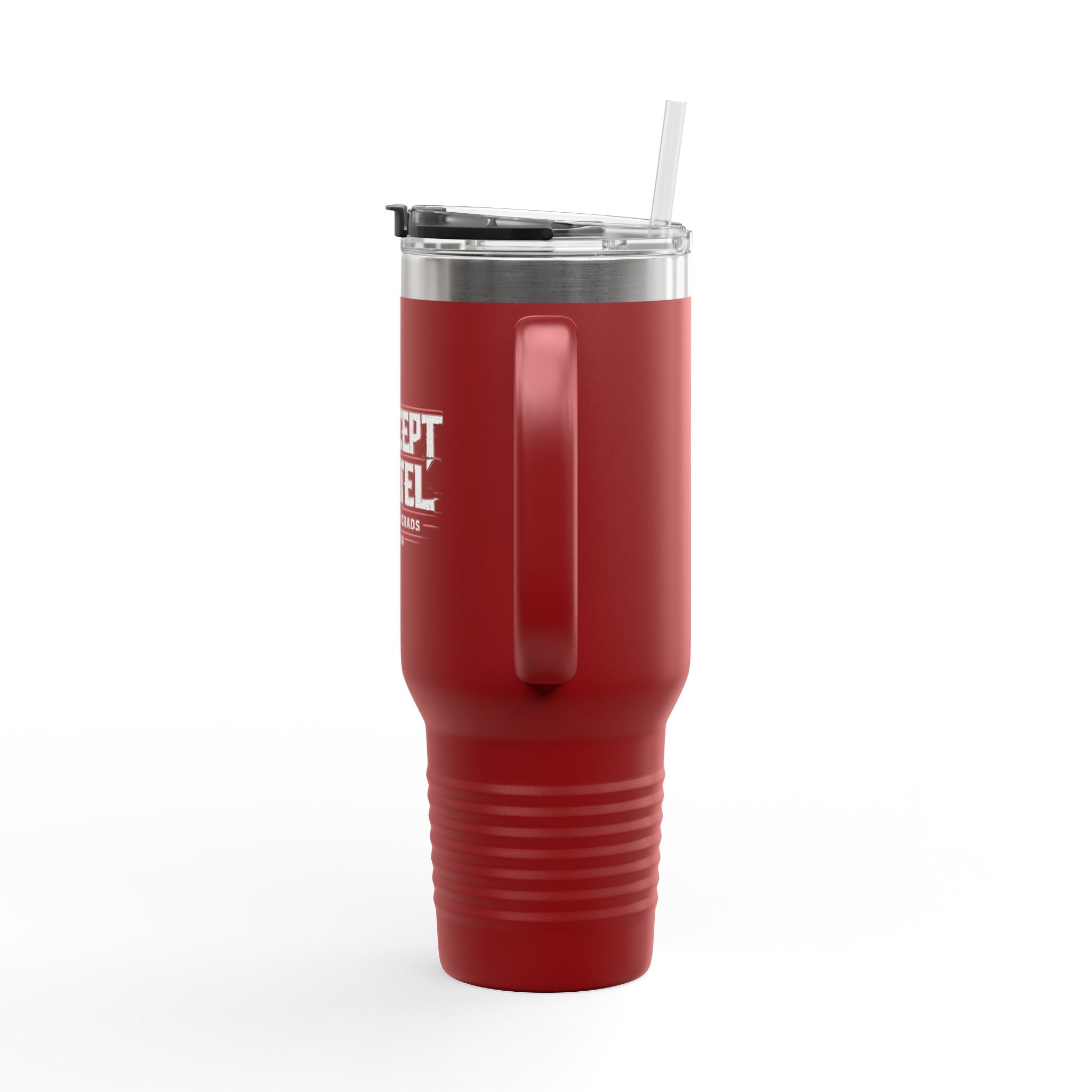 40oz Insulated Travel Mug — ‘Koncept Kartel’ Red Stainless Tumbler with Handle