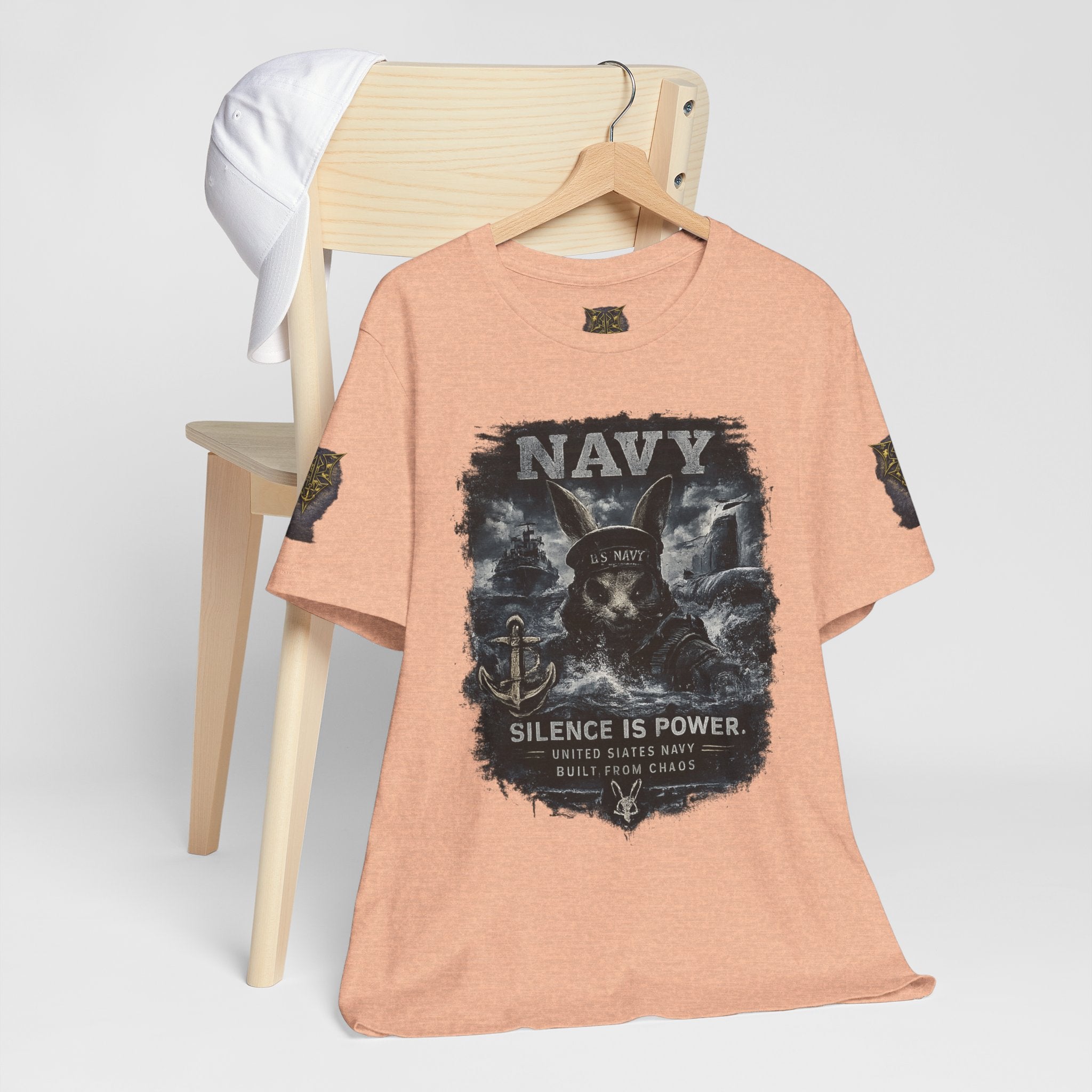 Navy 'Silence Is Power' Skull Anchor Tee — Fair Winds & Following Seas Back Graphic