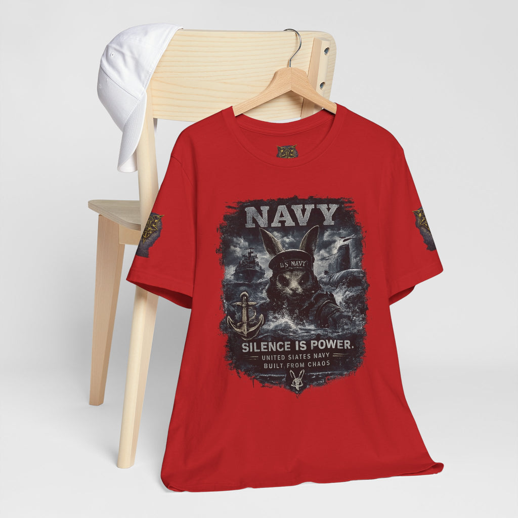 Navy 'Silence Is Power' Skull Anchor Tee — Fair Winds & Following Seas Back Graphic