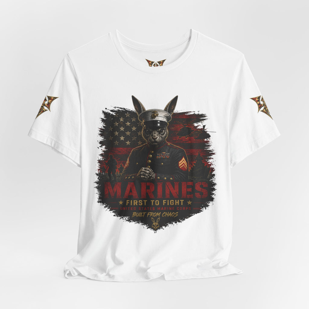Marines "First to Fight" Military Graphic Tee — "Not Allowed to Die Without Permission"