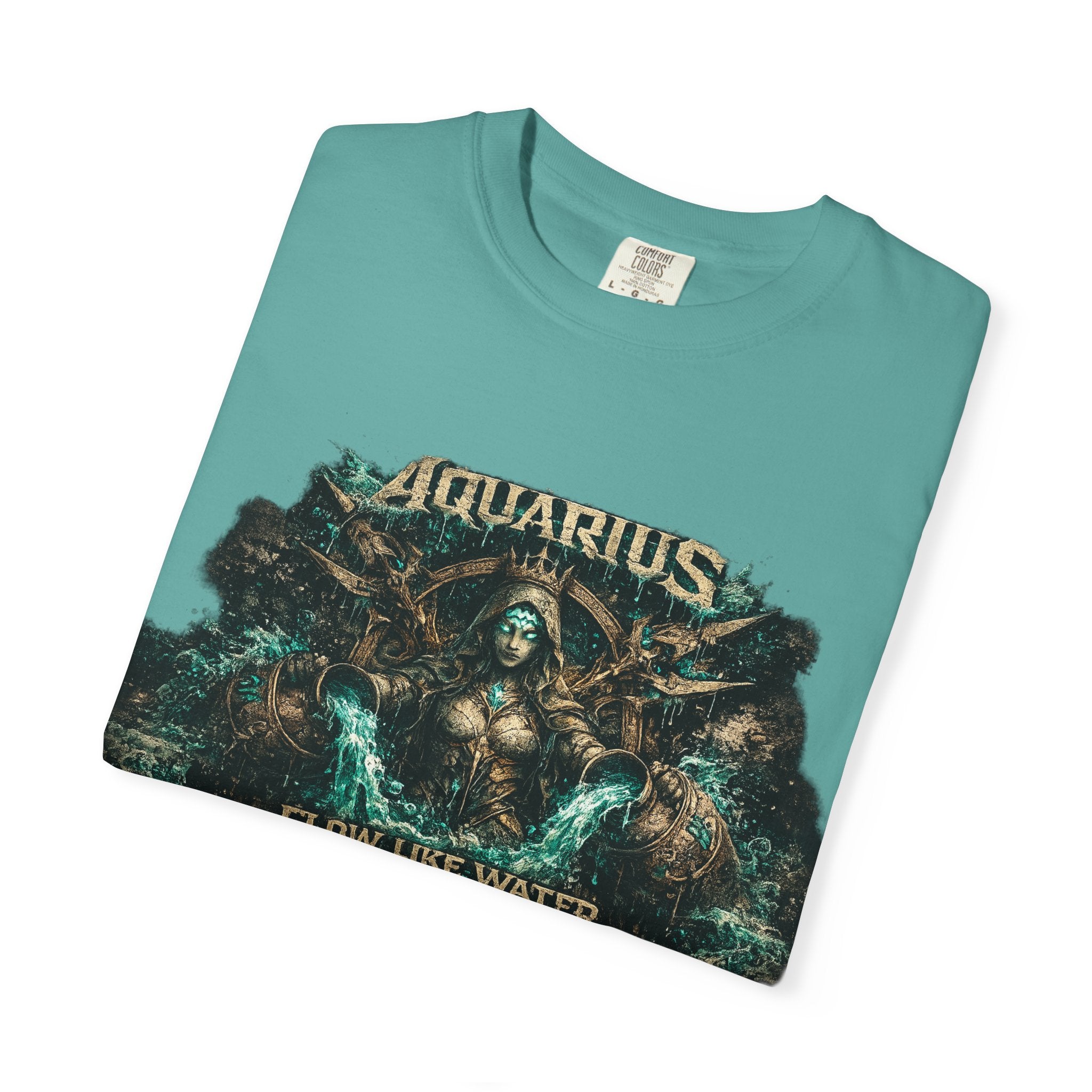 Aquarius Zodiac T-shirt — “Flow Like Water” Astrological Graphic Tee