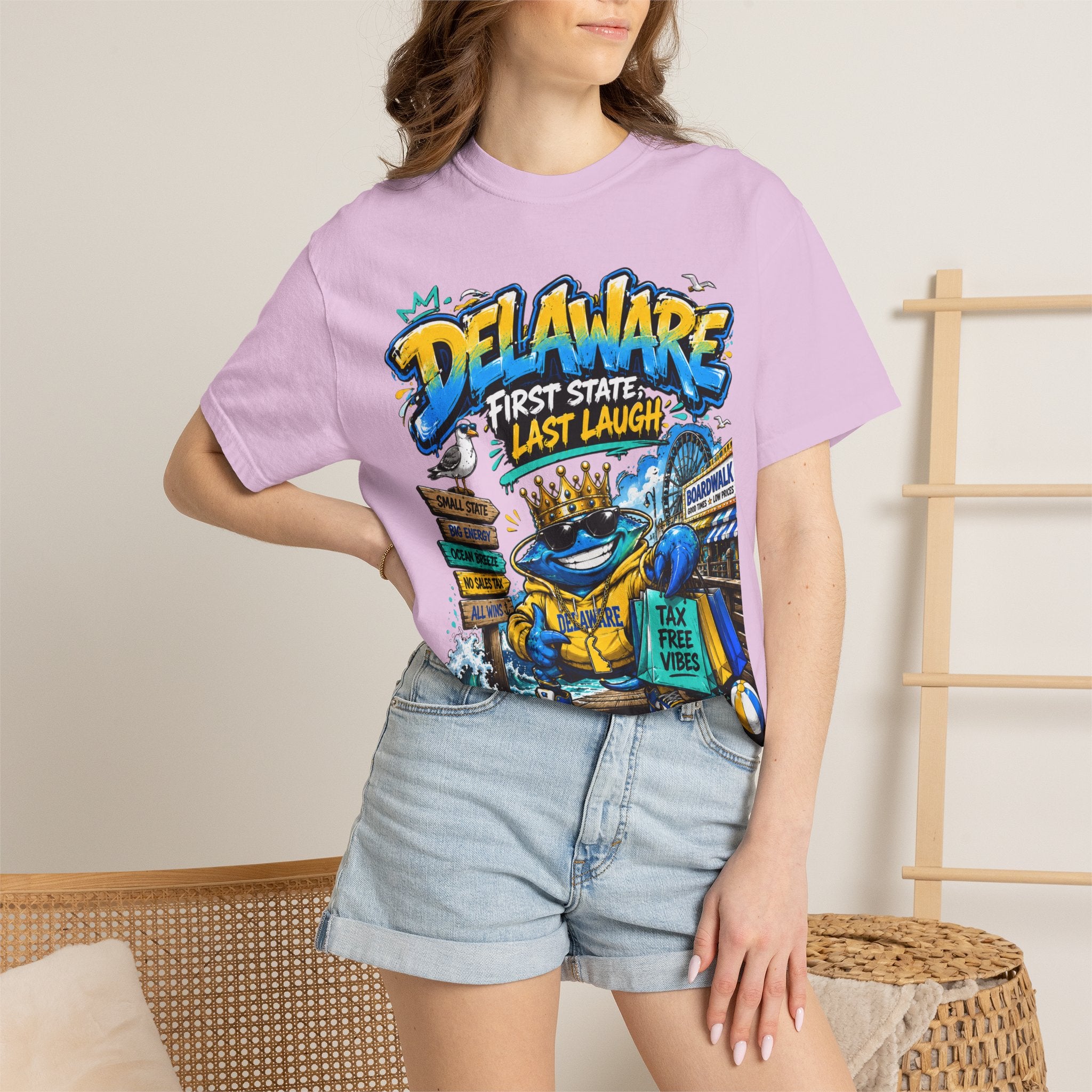 Delaware Frog Graphic T-Shirt — 'First State, Last Laugh' Coastal Souvenir Tee