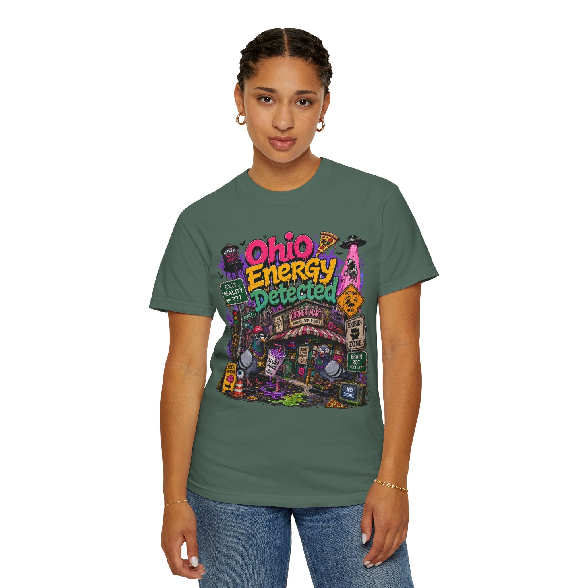Ohio Energy Detected T-Shirt — Retro Arcade Cityscape Graphic Tee