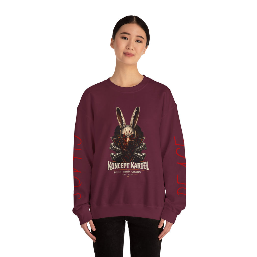 Horror Bunny Graphic Sweatshirt — "Koncept Kartel" Skull Rabbit Crewneck