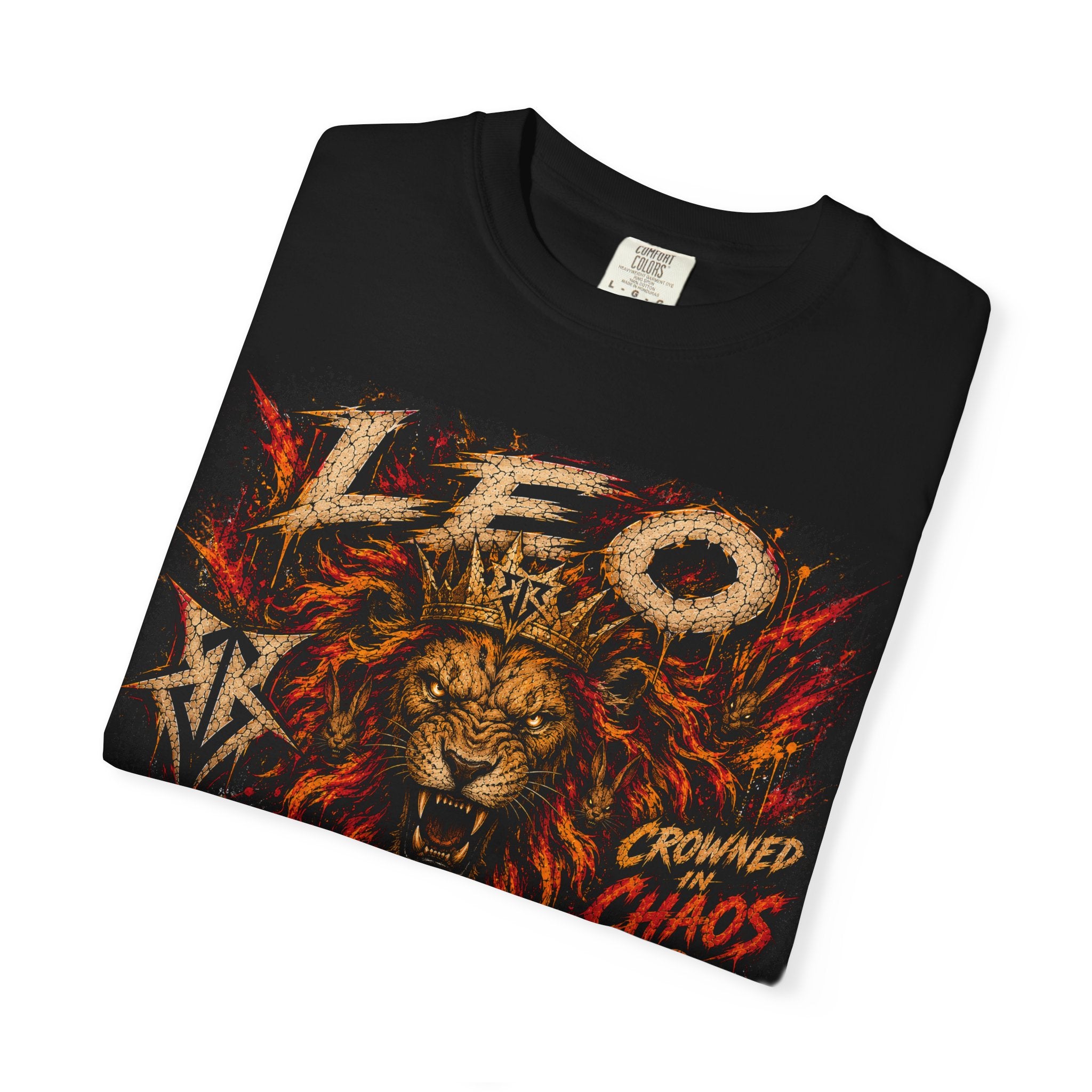 Crowned Chaos Lion Graphic T-Shirt