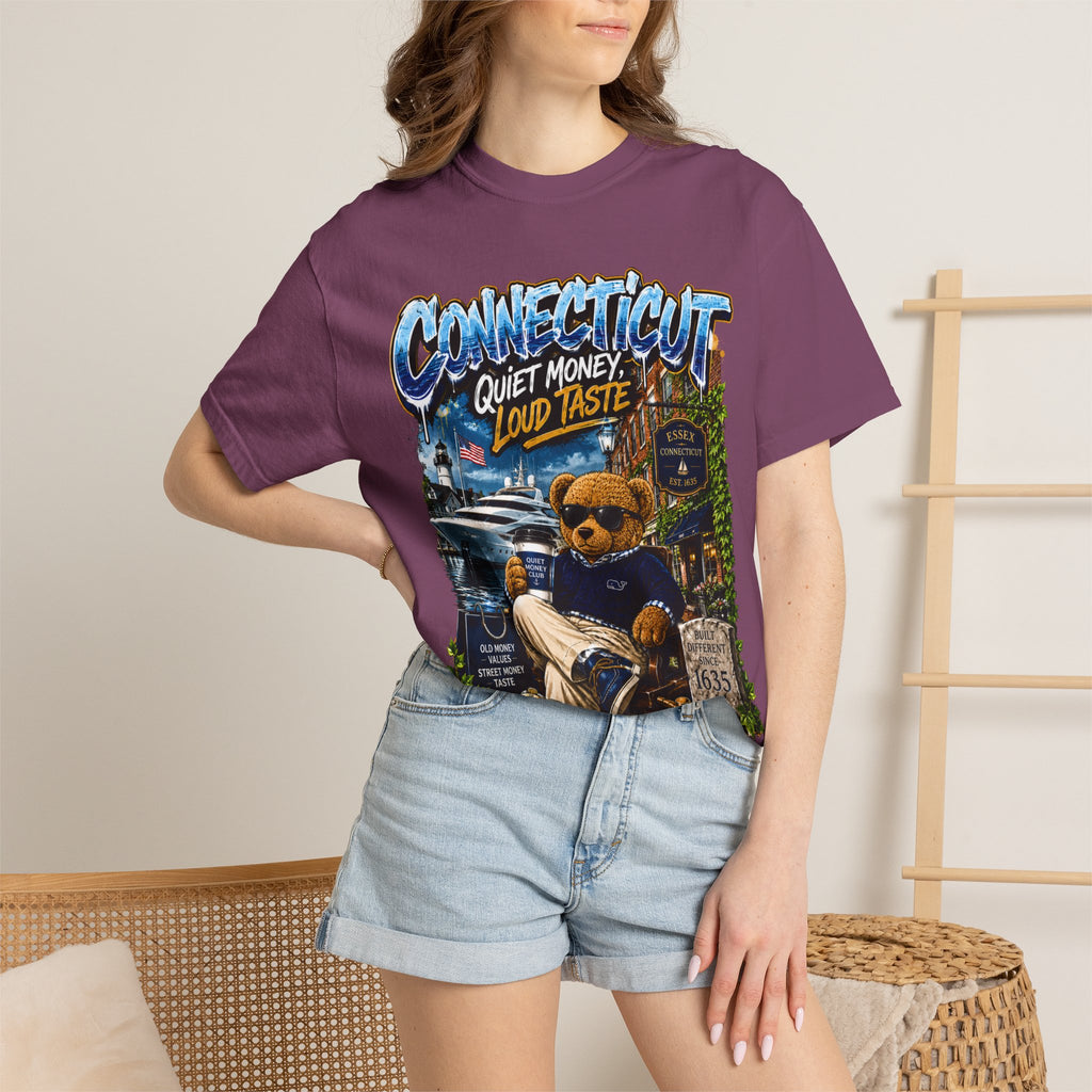 Connecticut Bear Vintage T-Shirt — "Quiet Money, Loud Taste" Graphic Tee