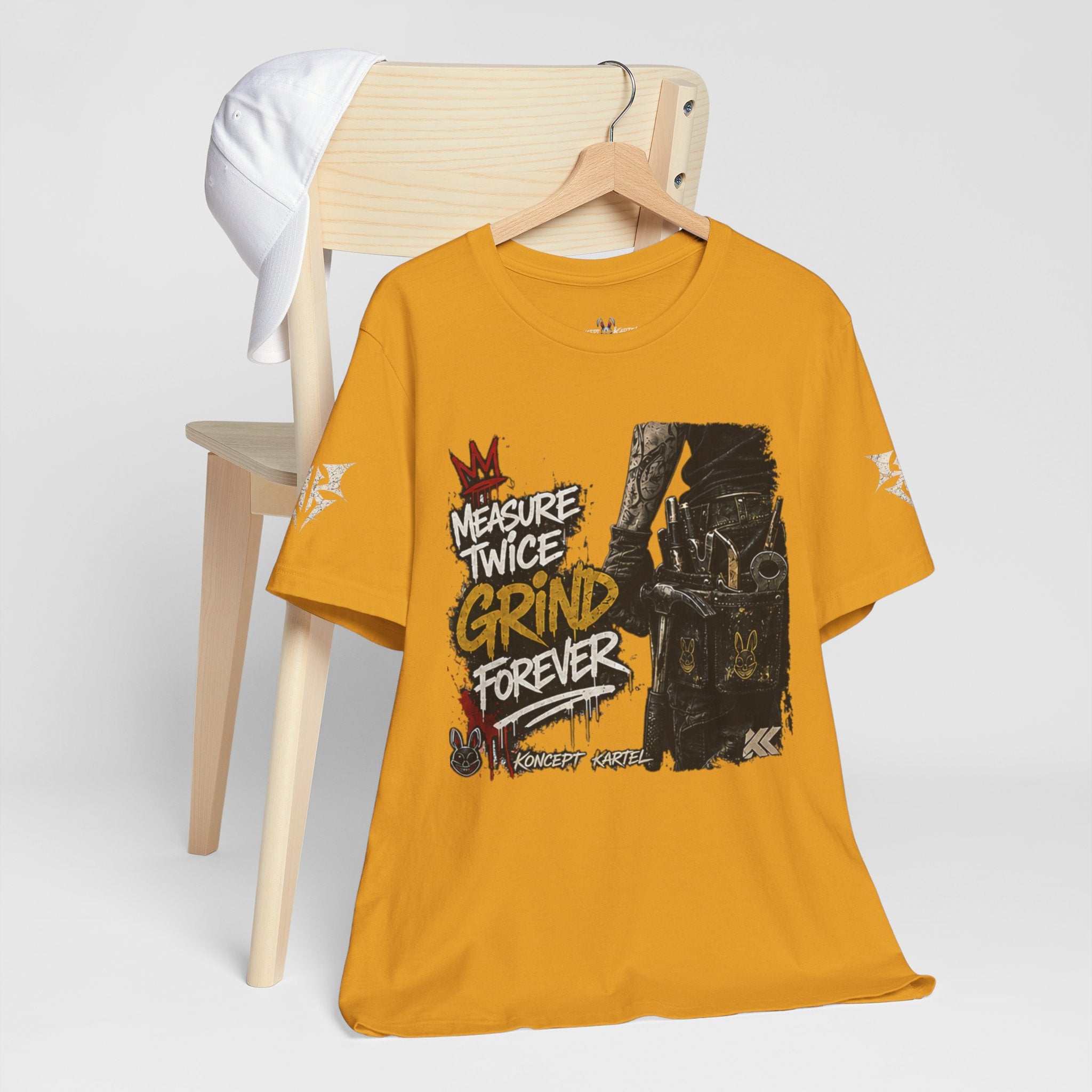 Grind Forever Graphic Tee — "Measure Twice, Grind Forever" Motivational Streetwear
