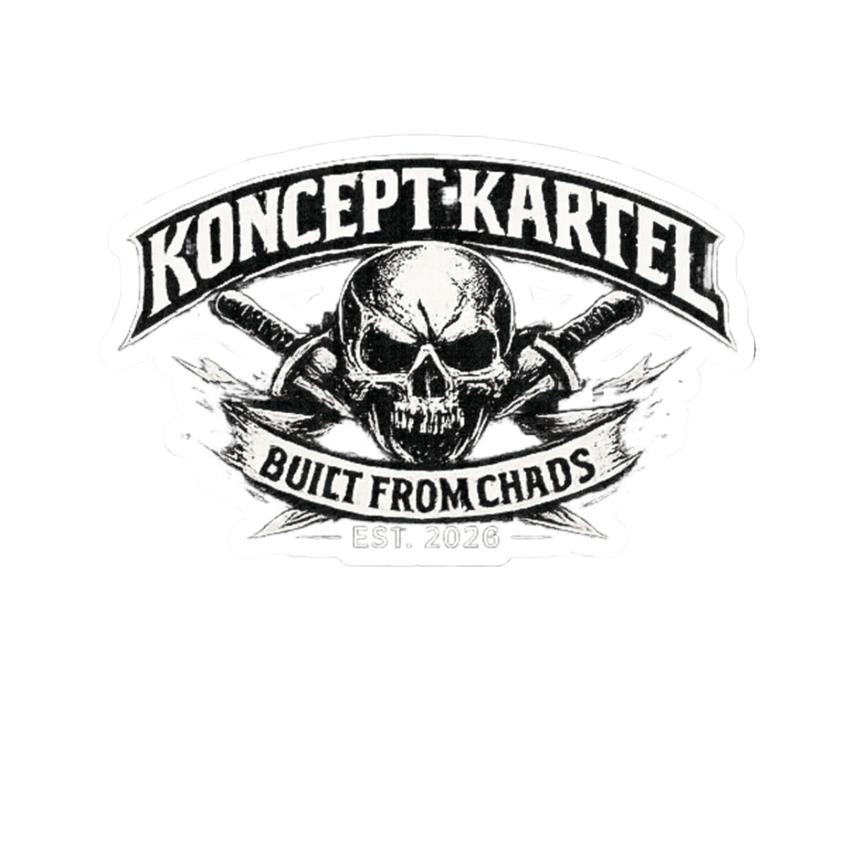 Koncept Kartel Skull Sticker — "Built From Chads" Kiss-Cut Decal