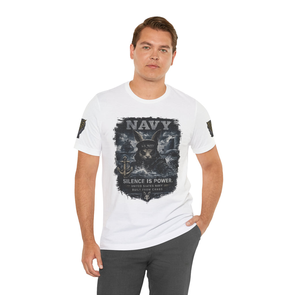 Navy 'Silence Is Power' Skull Anchor Tee — Fair Winds & Following Seas Back Graphic