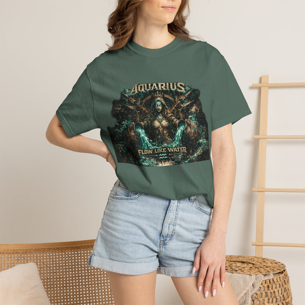 Aquarius Zodiac T-shirt — “Flow Like Water” Astrological Graphic Tee