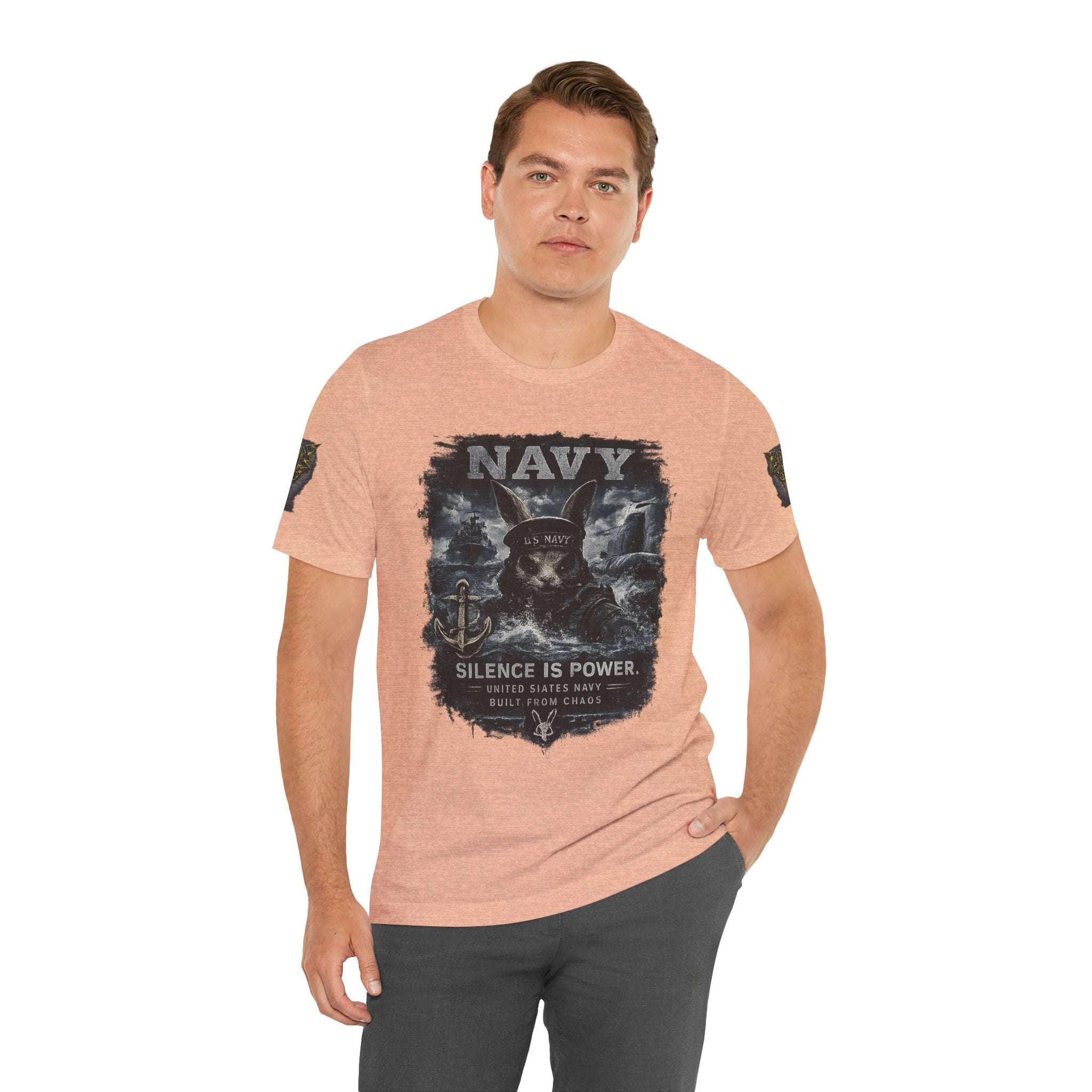 Navy 'Silence Is Power' Skull Anchor Tee — Fair Winds & Following Seas Back Graphic