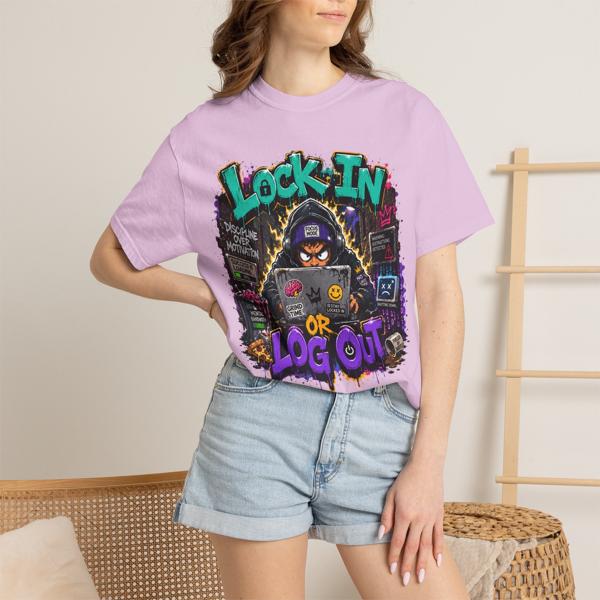 Lock In or Log Out Tee — Gamer Hacker Graphic T-Shirt