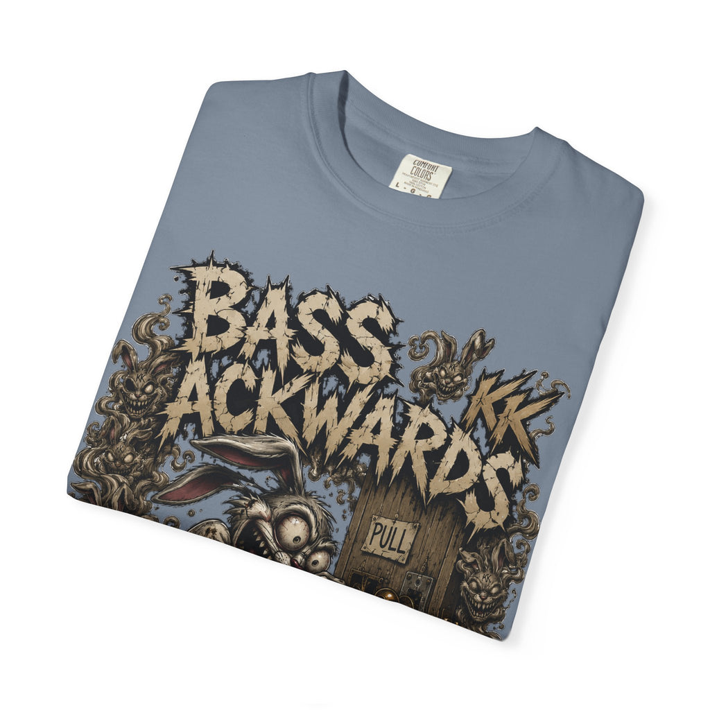 Bass Ackwards Graphic T‑Shirt — Heavy Metal Band Skull Design