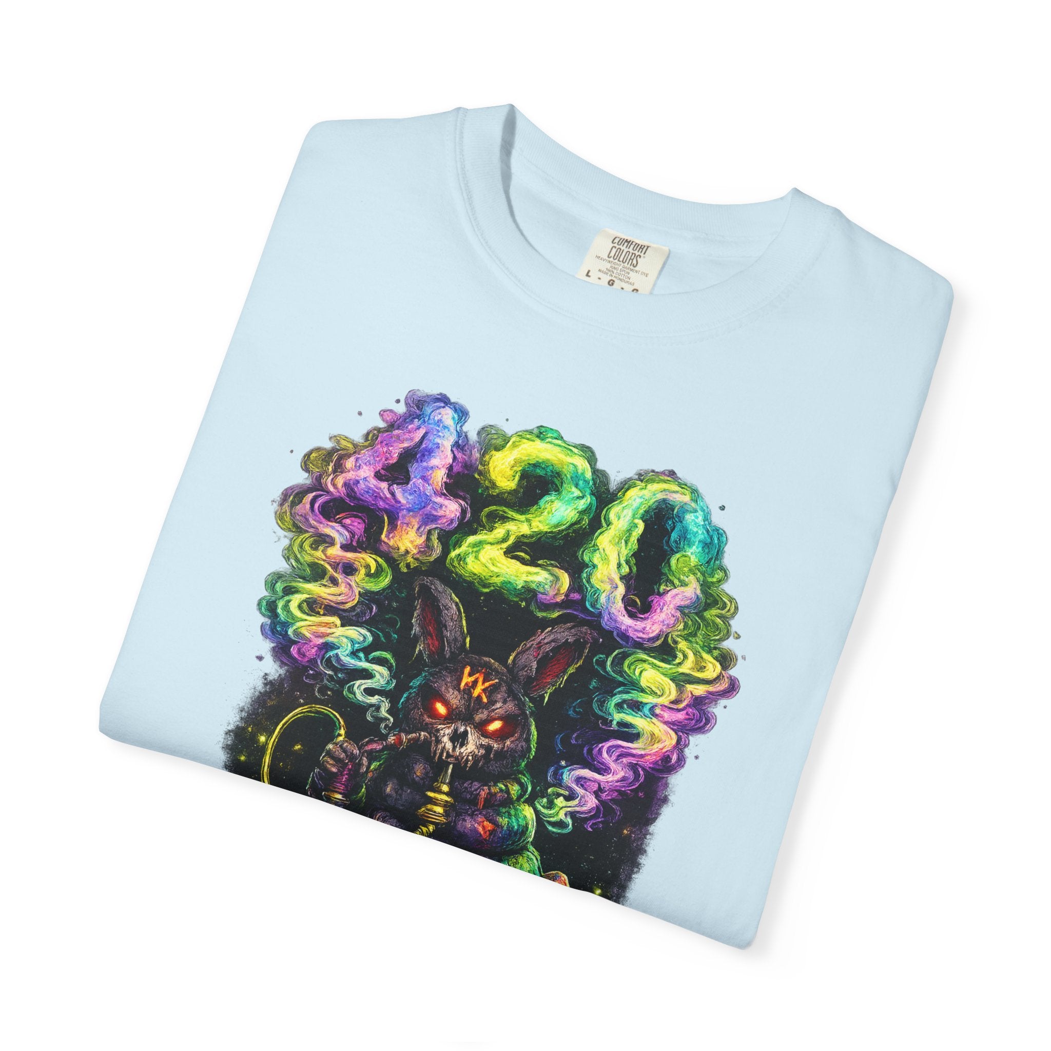 420 Psychedelic Cat T-Shirt — Colorful Mushroom Smoke Graphic