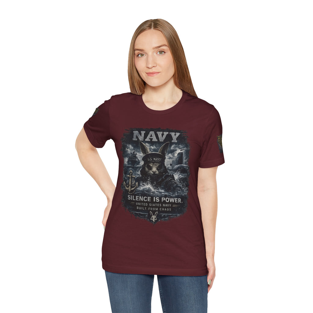 Navy 'Silence Is Power' Skull Anchor Tee — Fair Winds & Following Seas Back Graphic