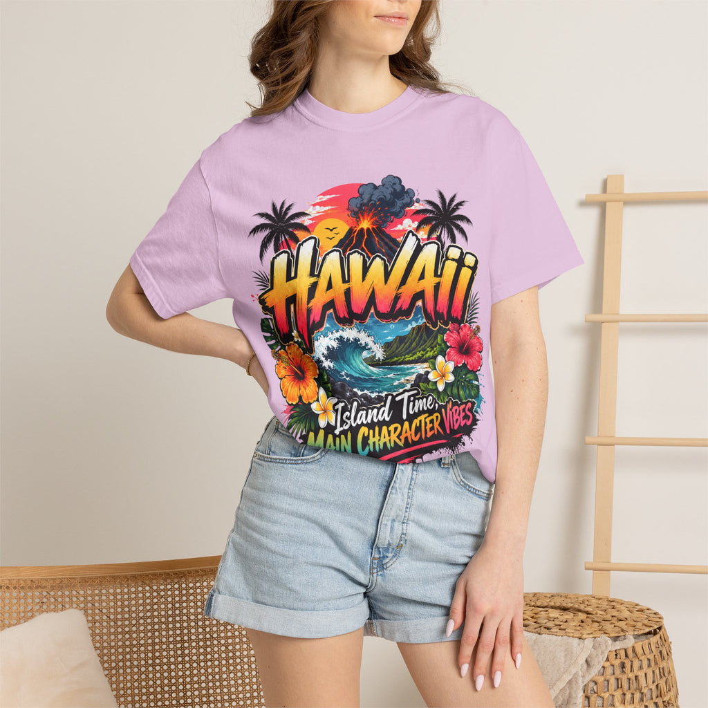 Hawaii Island Vibes T-Shirt — 'Island Time, Main Character Vibes' Tropical Tee