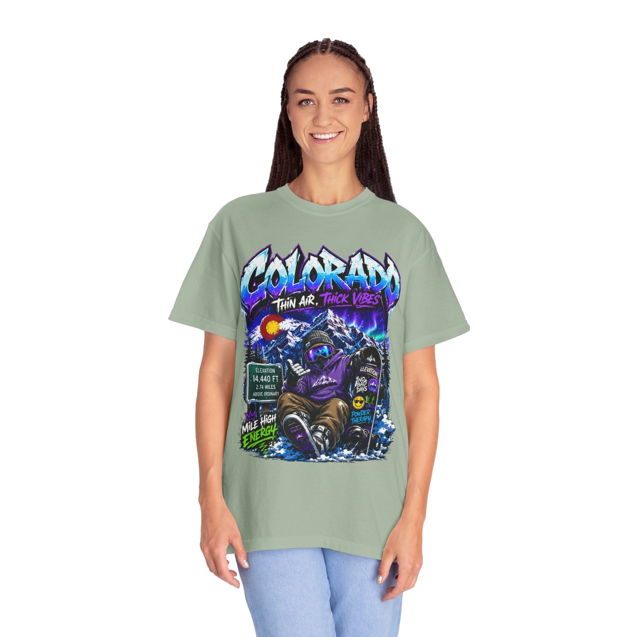 Colorado Ski & Snowboard T-Shirt — Think Air, Thick Vibes Graphic Tee