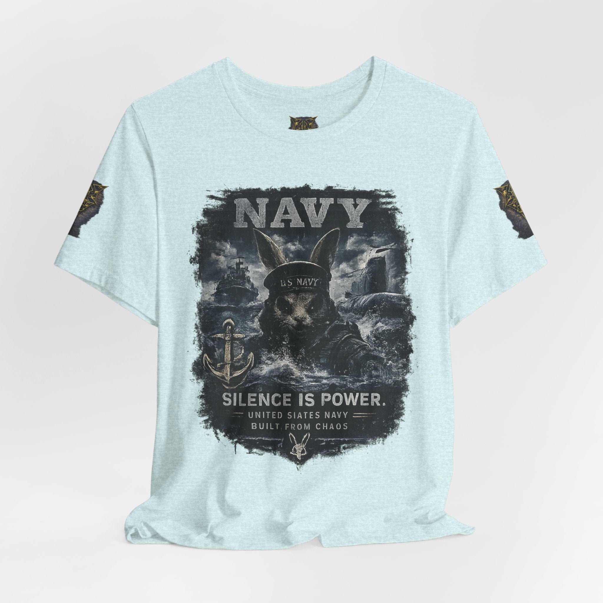 Navy 'Silence Is Power' Skull Anchor Tee — Fair Winds & Following Seas Back Graphic