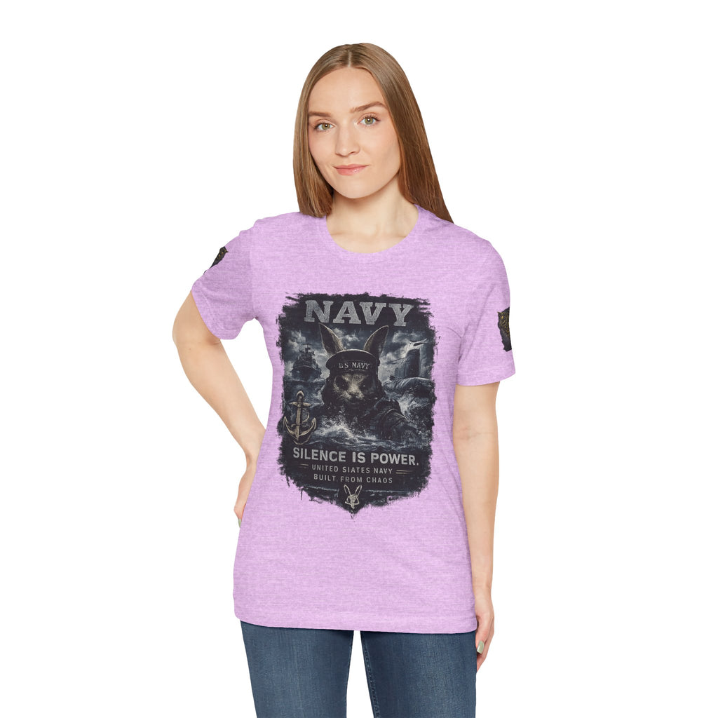 Navy 'Silence Is Power' Skull Anchor Tee — Fair Winds & Following Seas Back Graphic