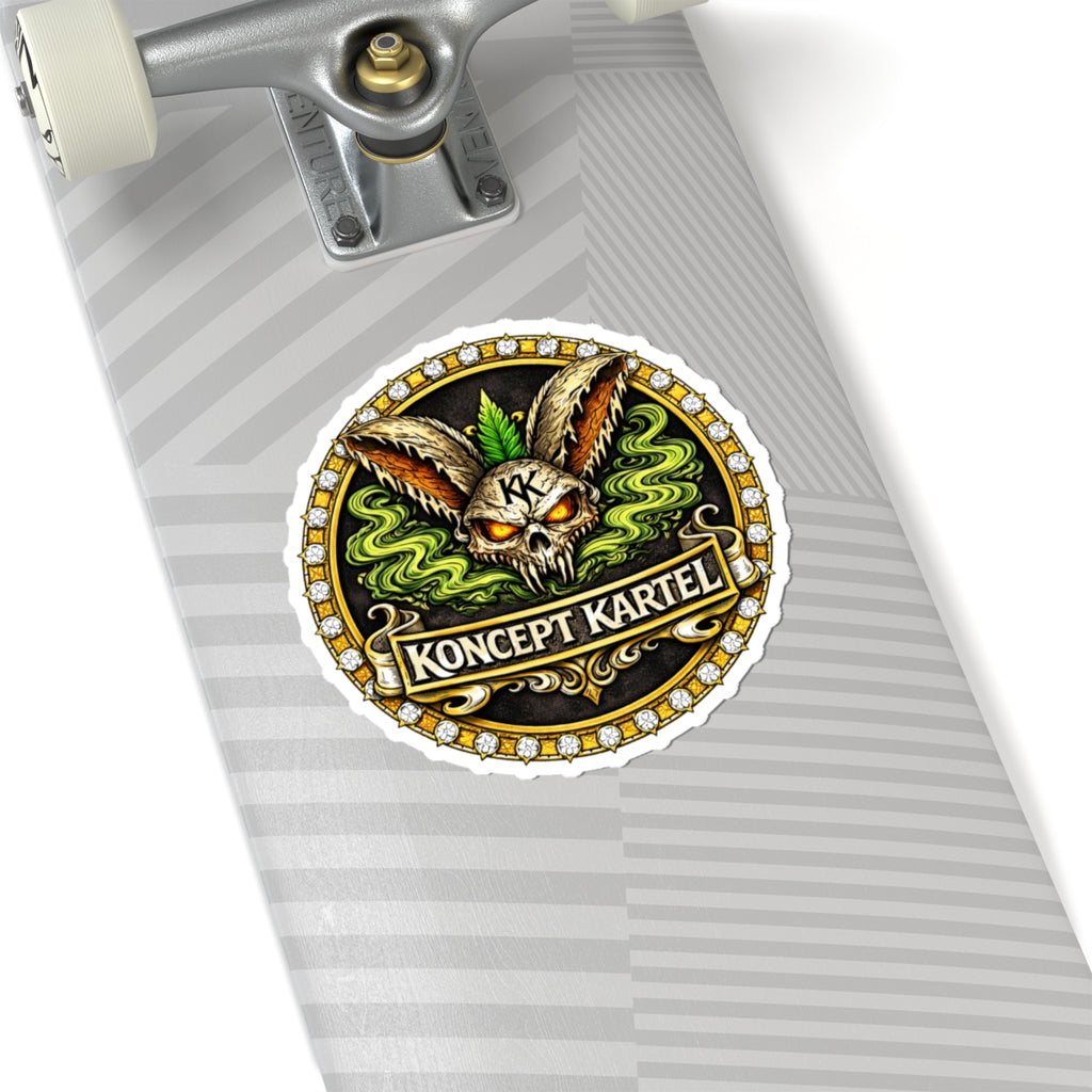 Koncept Kartel Kiss-Cut Sticker — Skull Bunny Logo Sticker for Laptops & Skateboards