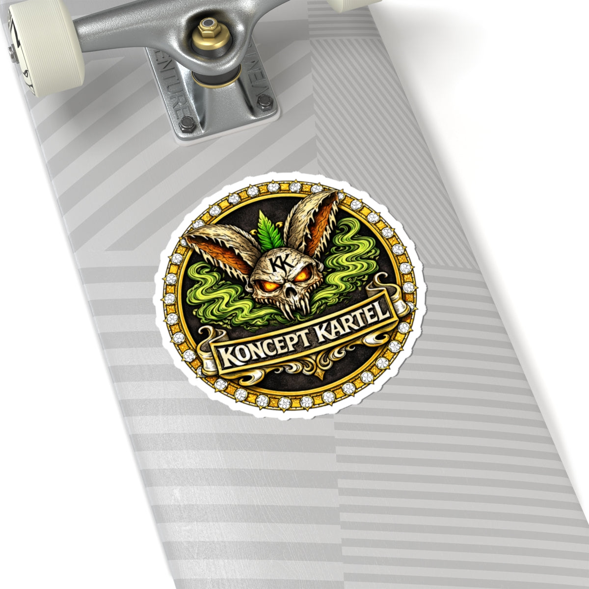Koncept Kartel Kiss-Cut Sticker — Skull Bunny Logo Sticker for Laptops & Skateboards