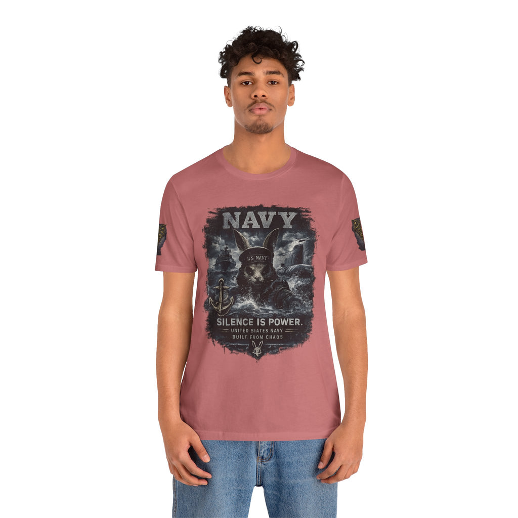 Navy 'Silence Is Power' Skull Anchor Tee — Fair Winds & Following Seas Back Graphic