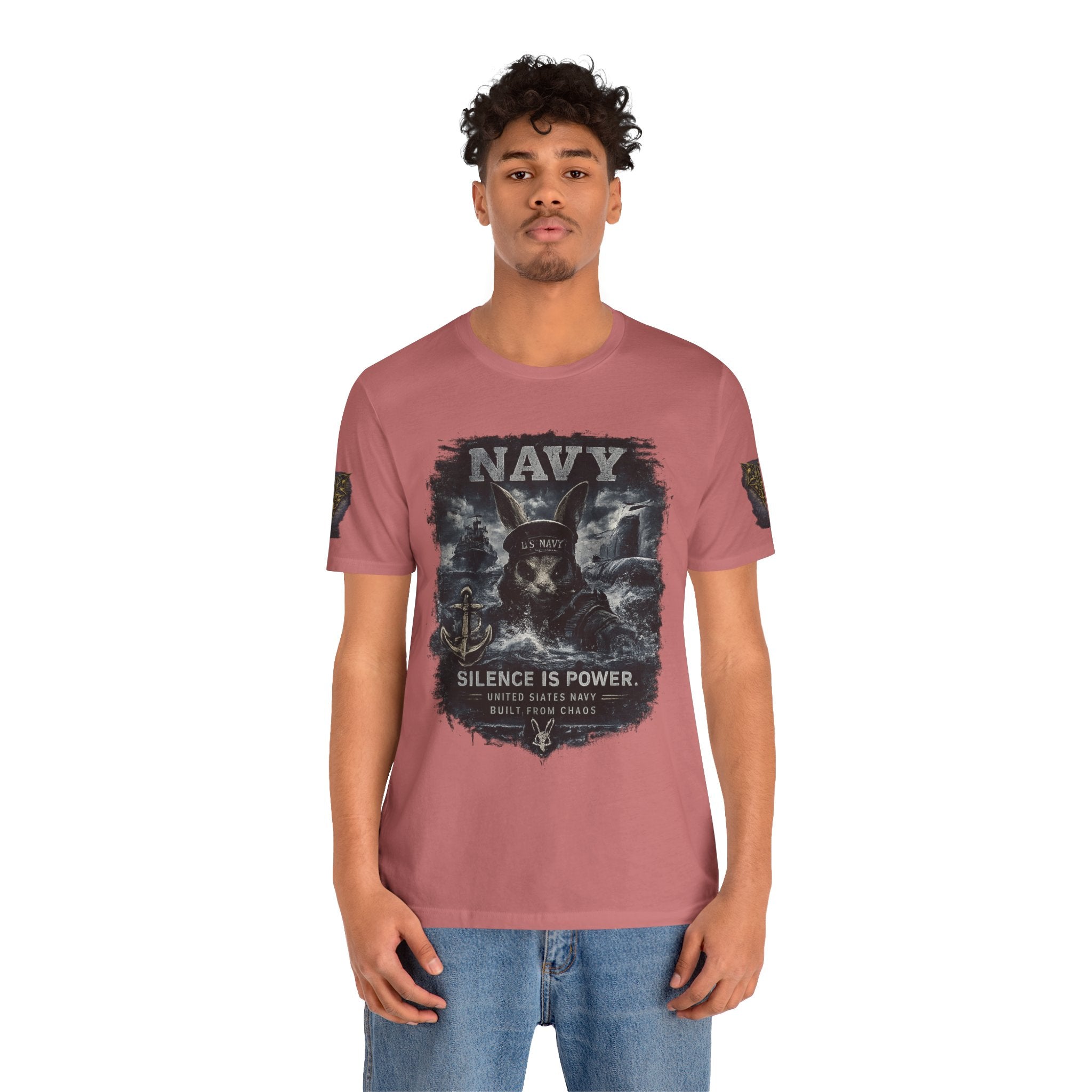 Navy 'Silence Is Power' Skull Anchor Tee — Fair Winds & Following Seas Back Graphic