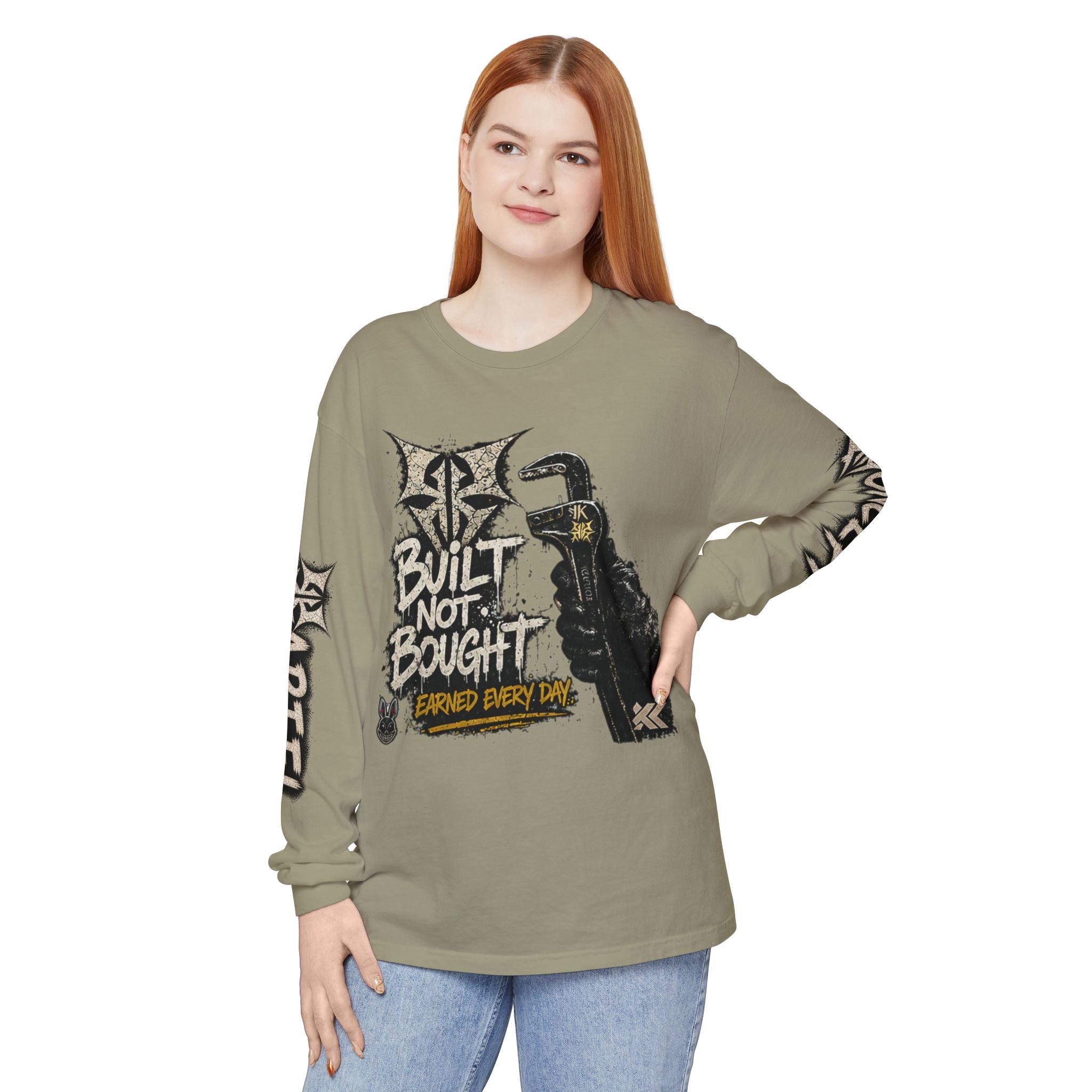 Built Not Bought Long Sleeve T-Shirt — Mechanic/Builder Graphic Tee