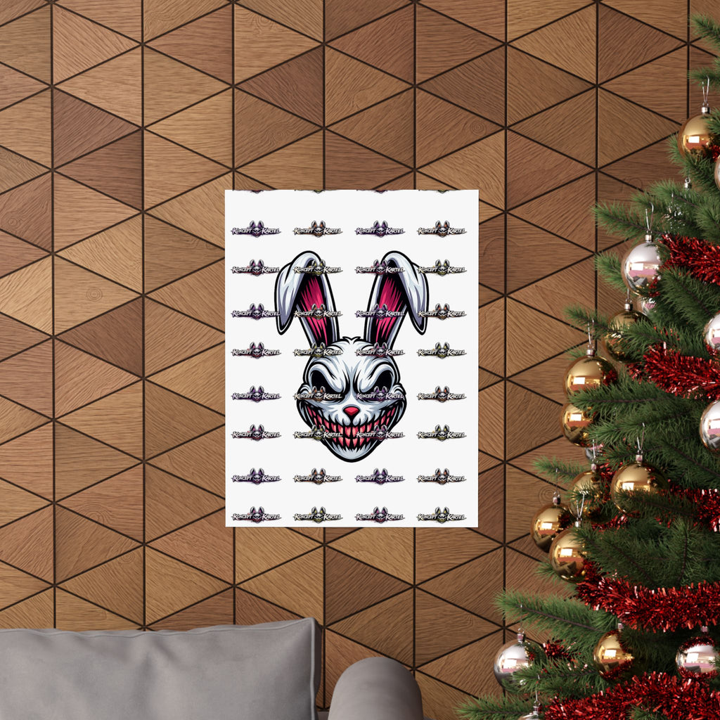 Creepy Smiling Bunny Poster — Horror Rabbit Matte Vertical Wall Art