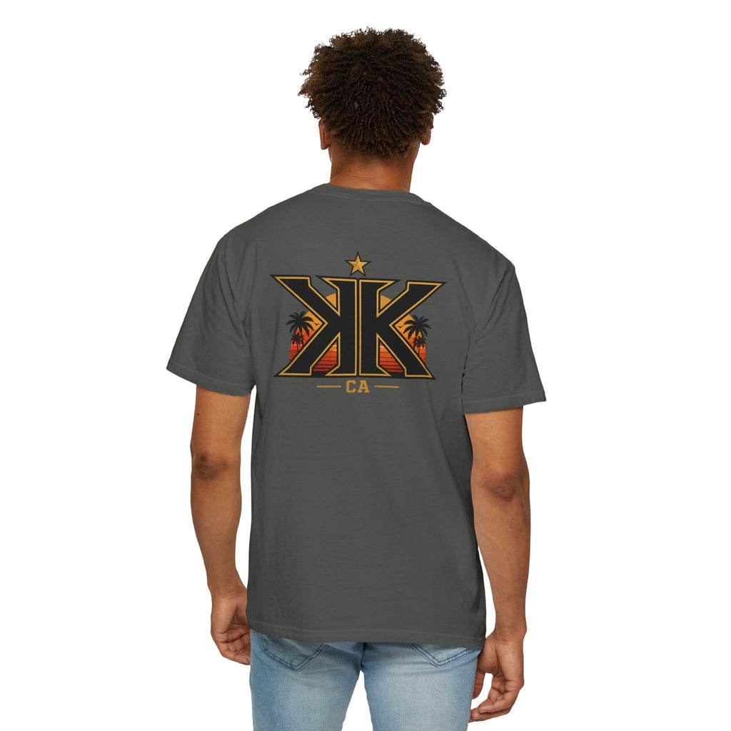 California West Coast Graphic T-Shirt — "California Hella" Vintage Sunset Car Design