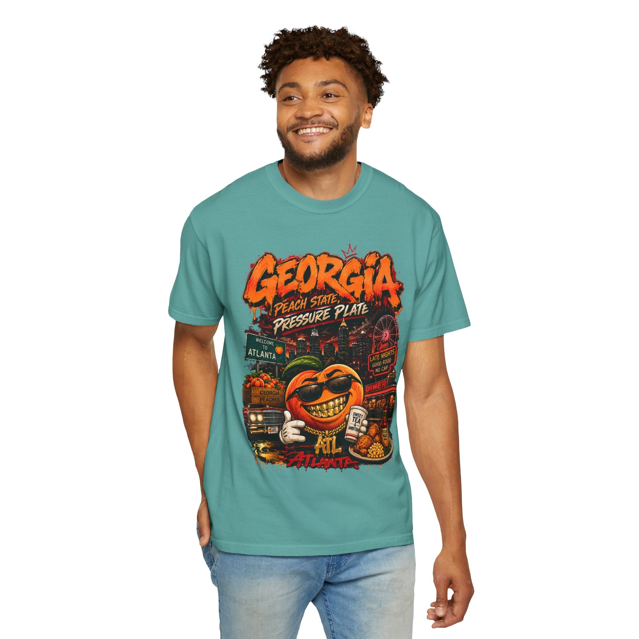 Georgia Peach Vintage Graphic T-Shirt — Atlanta Street Food & Peach State Design