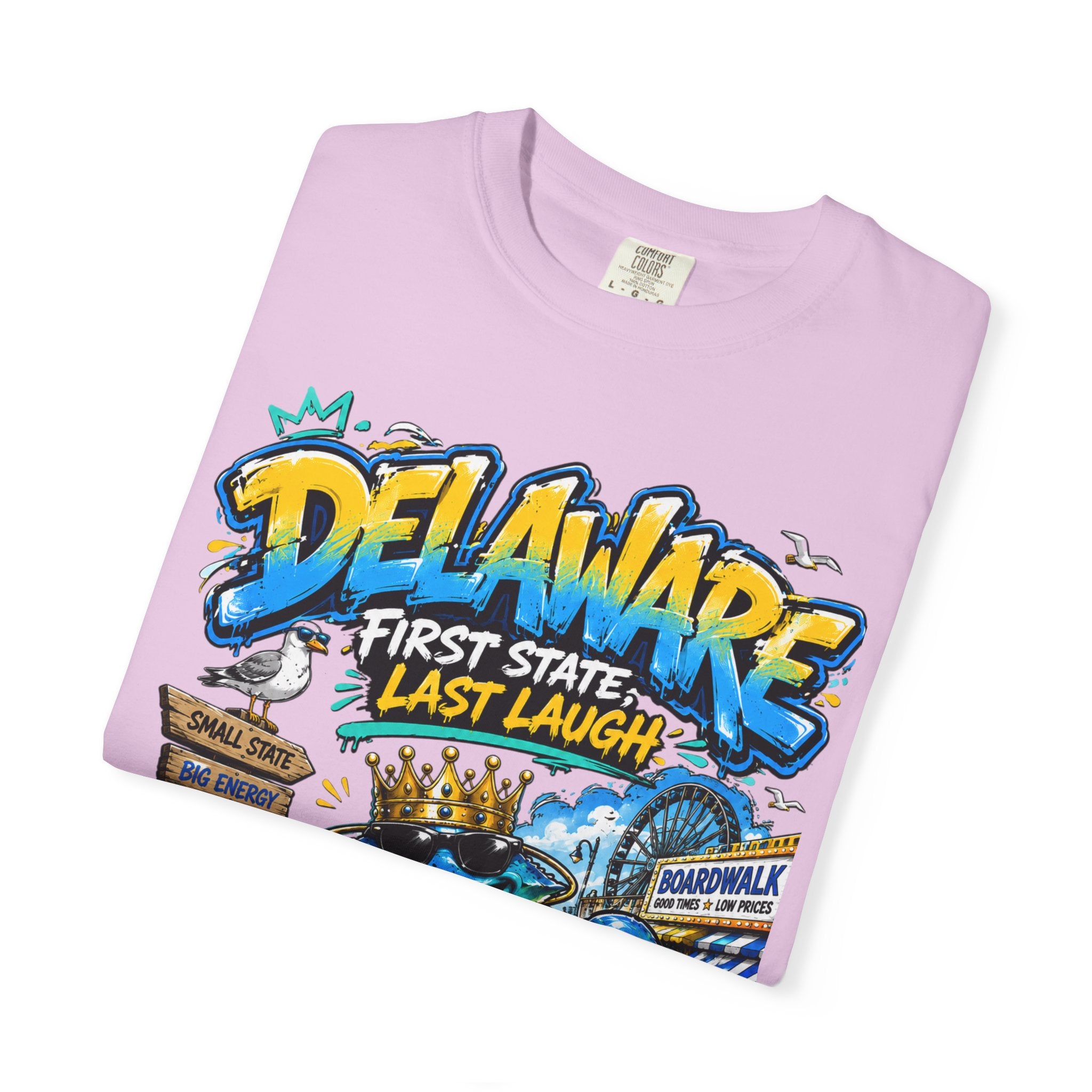 Delaware Frog Graphic T-Shirt — 'First State, Last Laugh' Coastal Souvenir Tee
