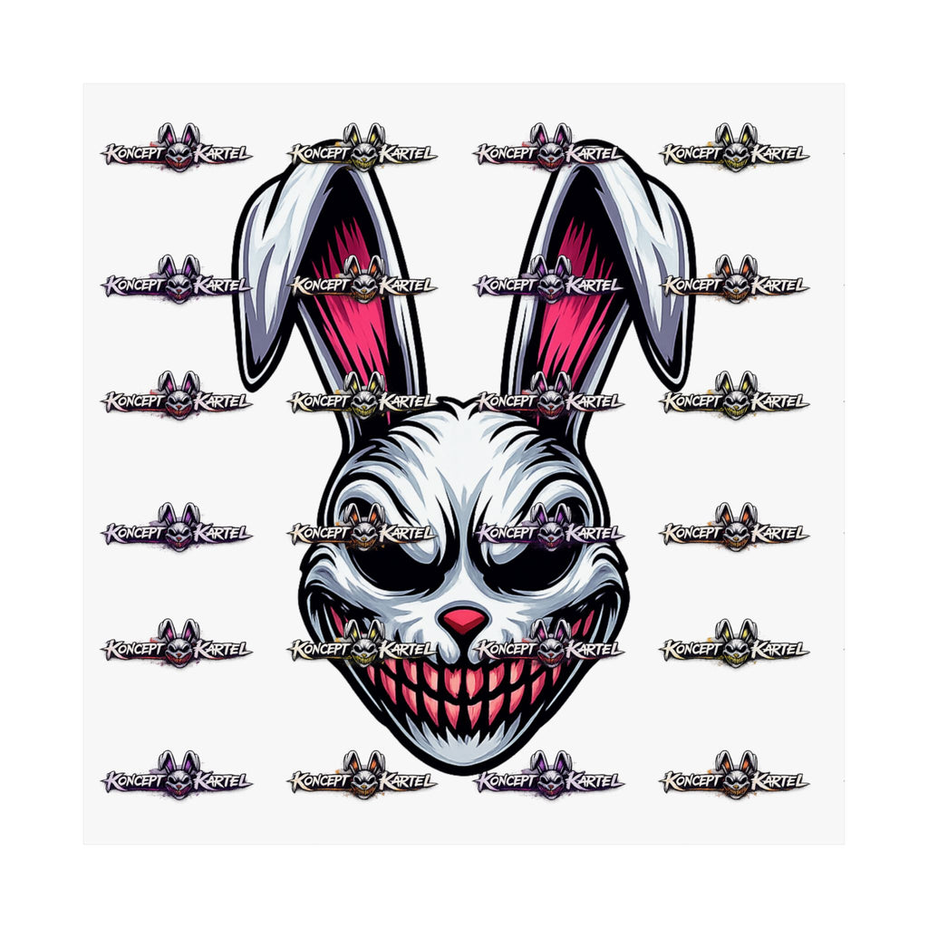Creepy Smiling Bunny Poster — Horror Rabbit Matte Vertical Wall Art