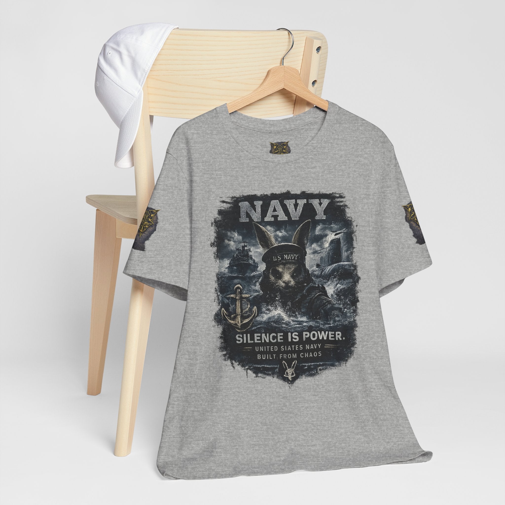 Navy 'Silence Is Power' Skull Anchor Tee — Fair Winds & Following Seas Back Graphic