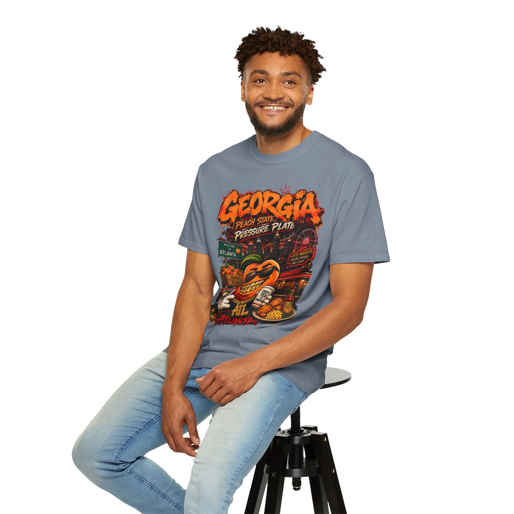 Georgia Peach Vintage Graphic T-Shirt — Atlanta Street Food & Peach State Design