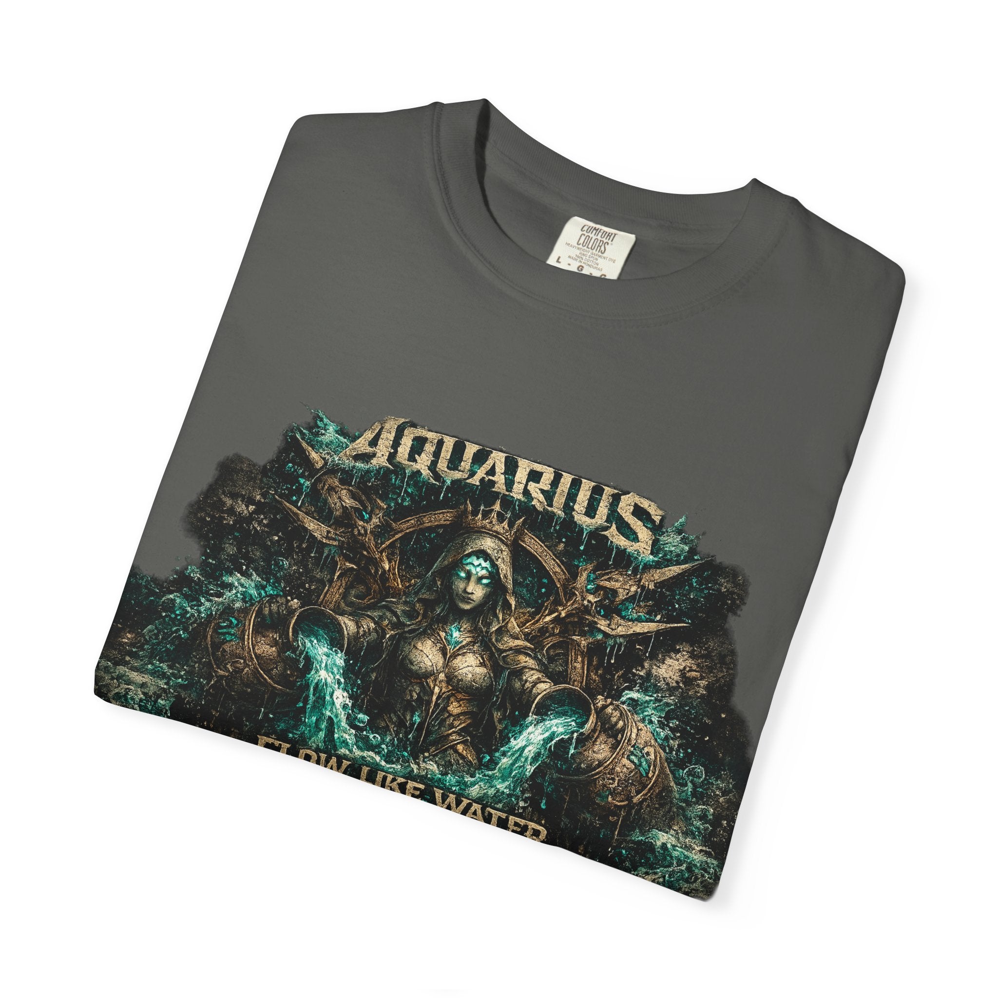 Aquarius Zodiac T-shirt — “Flow Like Water” Astrological Graphic Tee